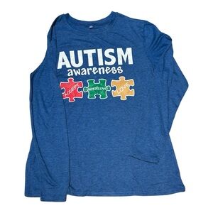 Blue Autism Awareness Size Medium Long Sleeve Shirt New and Unworn